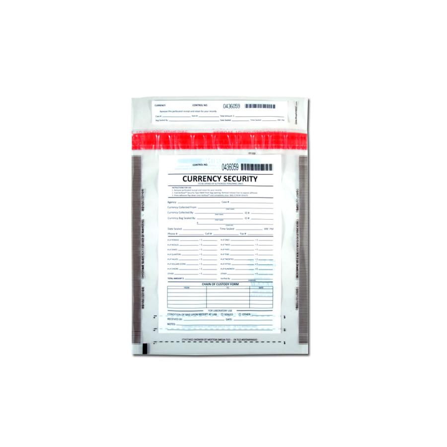 100 - 9½" x 12" Currency Security Bags w/ ActiSeal™